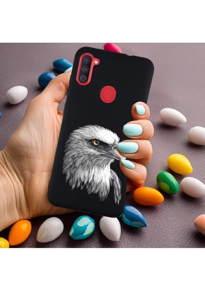 Samsung Galaxy M11 ile Uyumlu Kartal (0214C) Tasarımlı Siyah Lansman Kılıf modelleri