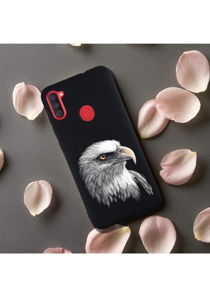 Samsung Galaxy M11 ile Uyumlu Kartal (0214C) Tasarımlı Siyah Lansman Kılıf