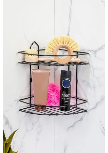 Iki Katlı Paslanmaz Banyo Köşe Şampuanlık, Siyah, Ekonomik ve Dayanıklı fiyatları