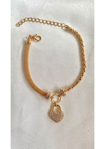 Zincir Kilit Kalp Model Bileklik modelleri