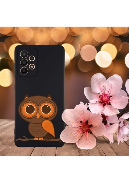 Samsung Galaxy A23 ile Uyumlu Baykuş (0214A) Tasarımlı Siyah Lansman Silikon Kılıf indirimleri