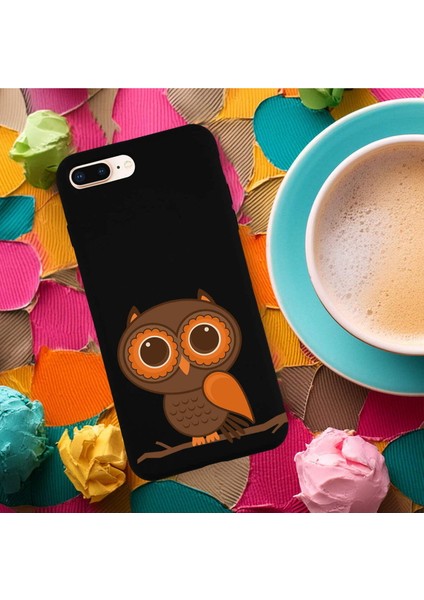 iPhone 8 Plus ile Uyumlu Baykuş (0214A) Tasarımlı Siyah Lansman Silikon Kılıf fırsatları
