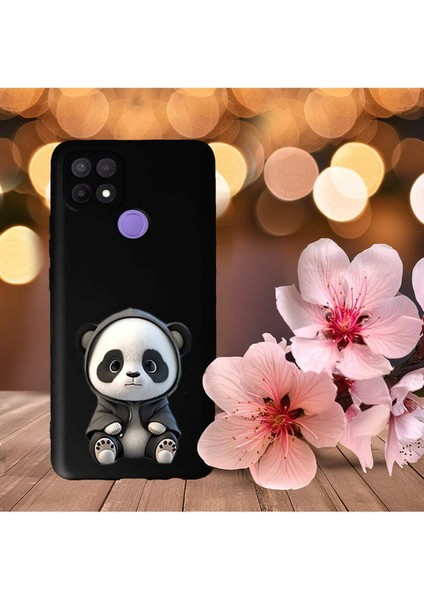 Oppo A15S ile Uyumlu Sevimli Panda (0214D) Tasarımlı Siyah Lansman Kılıf indirimleri