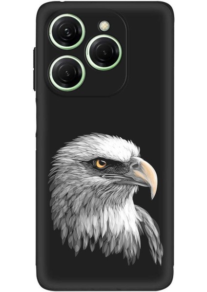 Tecno Spark 20 Pro ile Uyumlu Kartal (0214C) Tasarımlı Siyah Lansman Kılıf