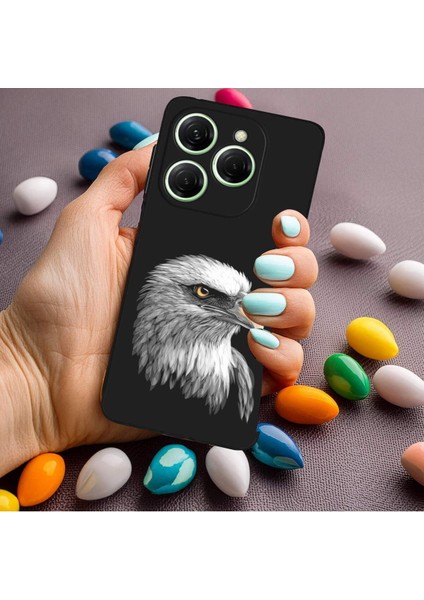 Tecno Spark 20 Pro ile Uyumlu Kartal (0214C) Tasarımlı Siyah Lansman Kılıf modelleri