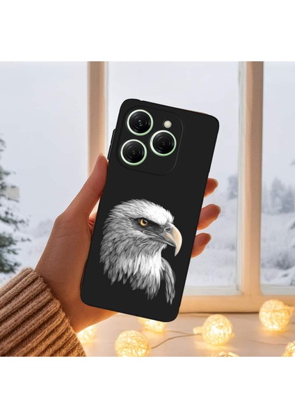 Tecno Spark 20 Pro ile Uyumlu Kartal (0214C) Tasarımlı Siyah Lansman Kılıf