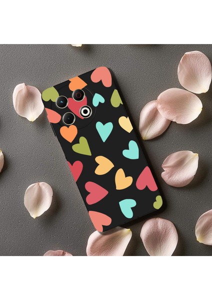 Tecno Spark 30 Pro ile Uyumlu Tropikal Kalpler (0214B) Tasarımlı Siyah Lansman Kılıf