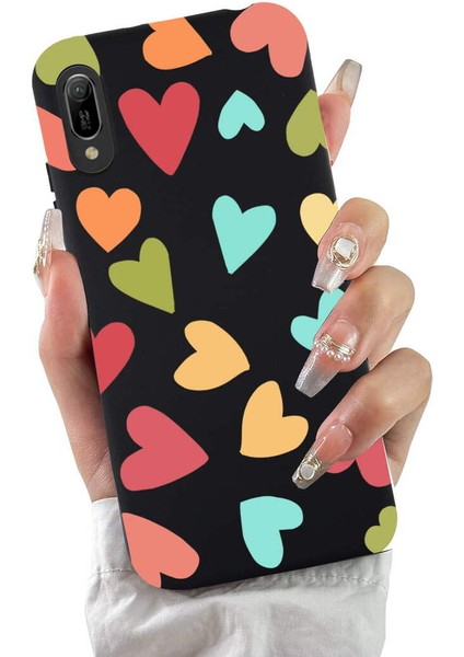 Huawei Y6 2019 ile Uyumlu Tropikal Kalpler (0214B) Tasarımlı Siyah Lansman Kılıf fiyatları