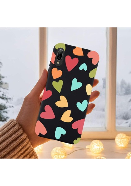 Huawei Y6 2019 ile Uyumlu Tropikal Kalpler (0214B) Tasarımlı Siyah Lansman Kılıf