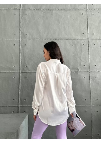 Beyaz Saten Oversize Gömlek fırsatları