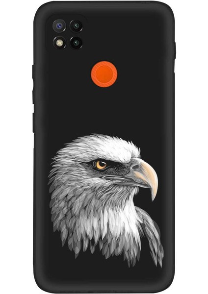 Xiaomi Redmi 10A ile Uyumlu Kartal (0214C) Tasarımlı Siyah Lansman Kılıf