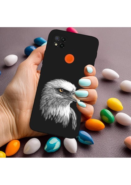 Xiaomi Redmi 10A ile Uyumlu Kartal (0214C) Tasarımlı Siyah Lansman Kılıf modelleri