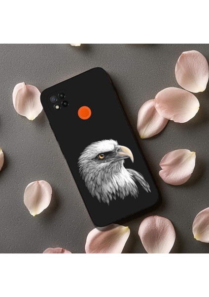 Xiaomi Redmi 10A ile Uyumlu Kartal (0214C) Tasarımlı Siyah Lansman Kılıf
