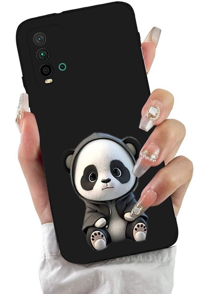 Xiaomi Redmi 9t ile Uyumlu Sevimli Panda (0214D) Tasarımlı Siyah Lansman Kılıf fiyatları