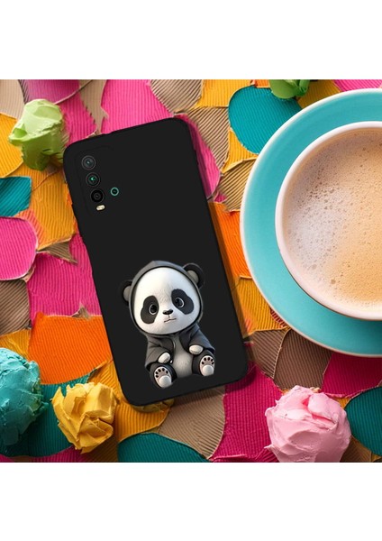Xiaomi Redmi 9t ile Uyumlu Sevimli Panda (0214D) Tasarımlı Siyah Lansman Kılıf fırsatları