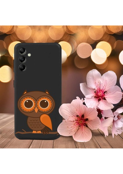 Samsung Galaxy A14 ile Uyumlu Baykuş (0214A) Tasarımlı Siyah Lansman Silikon Kılıf indirimleri