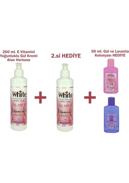 Hediyeli Ürün!! 200 Ml. E Vitamini Yoğunluklu Gül Kremi Alan Herkese