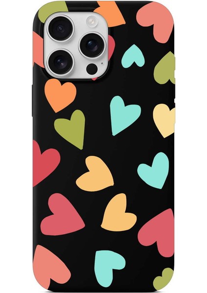 iPhone 16 Pro Max ile Uyumlu Tropikal Kalpler (0214B) Tasarımlı Siyah Lansman Kılıf