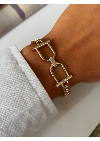 Vip Tasarım Altıgen Zirkon Taşlı Çelik Bileklik fiyatları