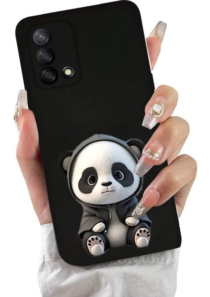 Oppo A74 ile Uyumlu Sevimli Panda (0214D) Tasarımlı Siyah Lansman Kılıf fiyatları