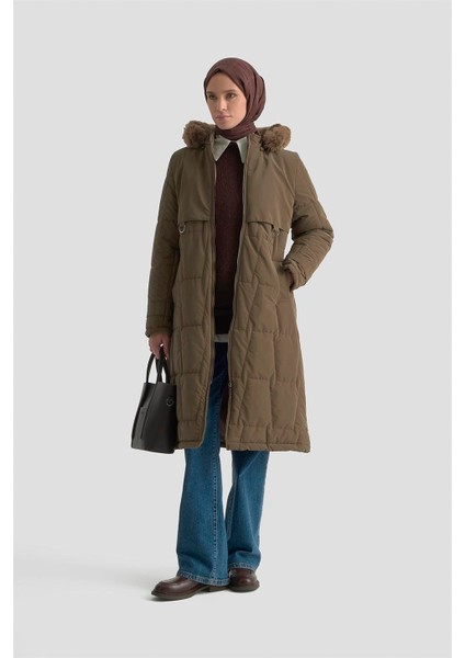 Kapüşonlu Kapitone 25KD2402 Haki