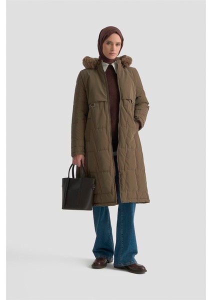 Kapüşonlu Kapitone 25KD2402 Haki modelleri