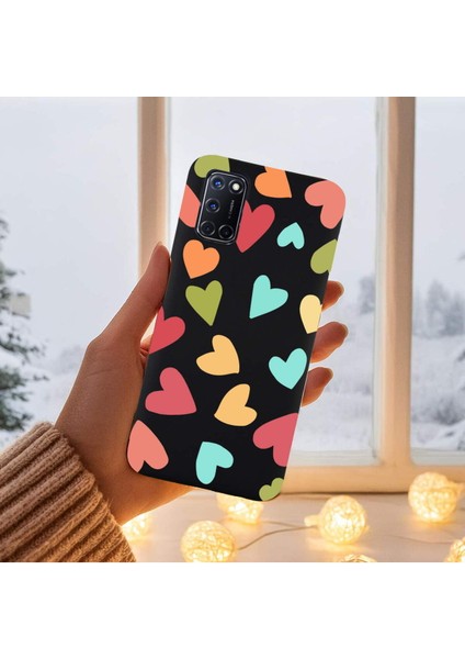 Oppo A92 ile Uyumlu Tropikal Kalpler (0214B) Tasarımlı Siyah Lansman Kılıf