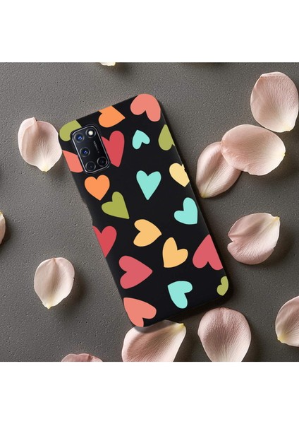 Oppo A92 ile Uyumlu Tropikal Kalpler (0214B) Tasarımlı Siyah Lansman Kılıf