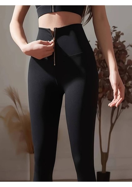 Meğdaix Kadın Yüksek Bel Önden Fermuarlı Spor Dalgıç Tayt modelleri