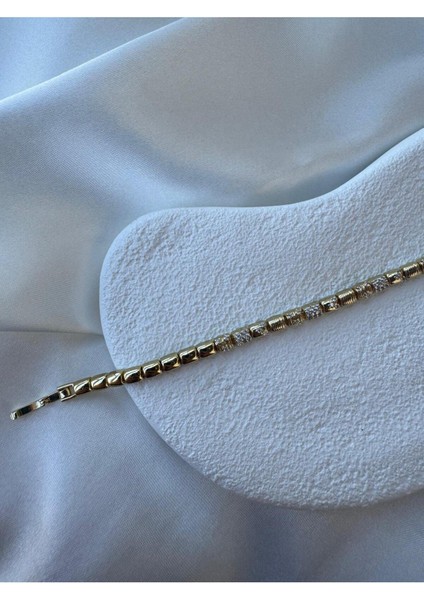 Vip Zirkon Taşlı Boru Plaka Model Bileklik