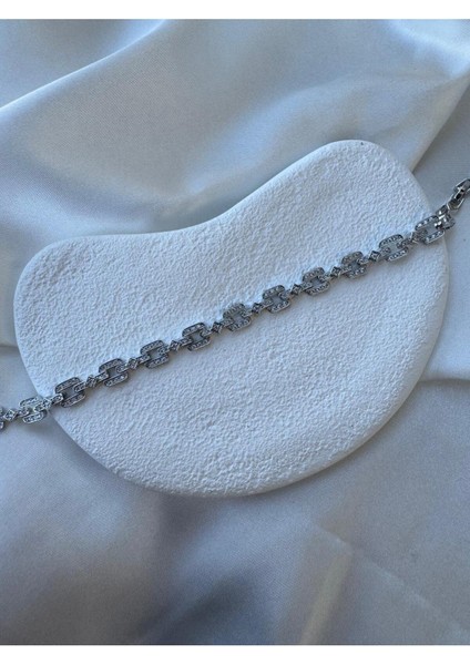 Vip Seri Pirinç Zirkon Taşlı Gümüş Renk Minimal Kare Detay Bileklik fiyatları