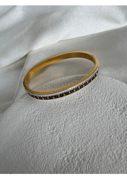 Tasarım Zirkon Taşlı Labirent Desenli Bileklik