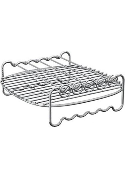 Airfryers Için Raf Ev Hava Fritöz Çift Katmanlı Hava Fritöz Raf Izgara Barbekü Malzemeleri Beş Iğneli Yuvarlak (Yurt Dışından)