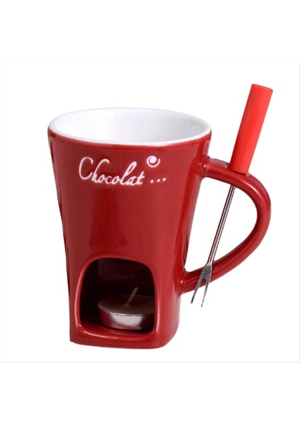 Fondü Kupa Seti Çikolata Peynir Süt Kreması Yapma Seti Tek Tereyağı Eritici Pişirme Kabı Şamdan Kırmızı (Yurt Dışından)