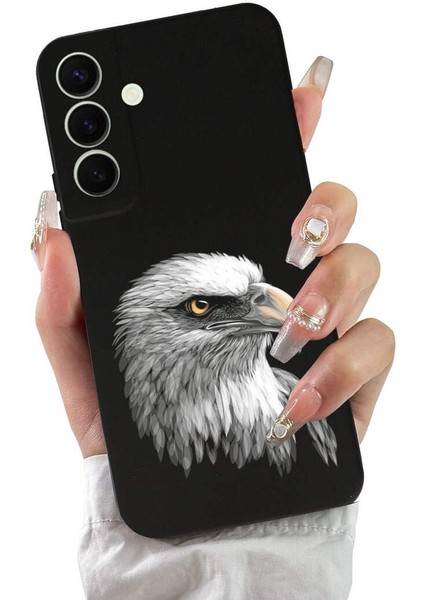 Samsung Galaxy S24 Plus ile Uyumlu Kartal (0214C) Tasarımlı Siyah Lansman Kılıf fiyatları
