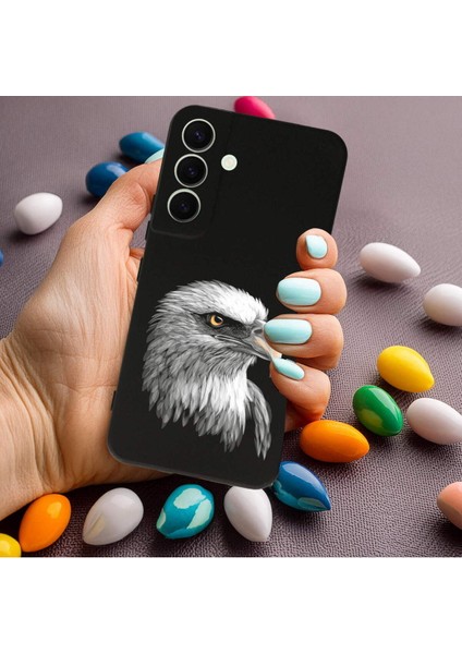 Samsung Galaxy S24 Plus ile Uyumlu Kartal (0214C) Tasarımlı Siyah Lansman Kılıf modelleri