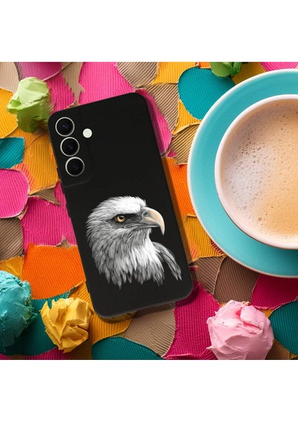 Samsung Galaxy S24 Plus ile Uyumlu Kartal (0214C) Tasarımlı Siyah Lansman Kılıf fırsatları
