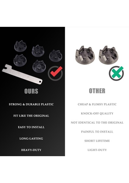 6 Paket 9704230 Blender Çoğaltıcı Blender Kaplin Değiştirme Parçaları 1 Anahtar ile Mutfak Yardımı Için Uyumlu WP9704230VP WP9704230 (Yurt Dışından) modelleri