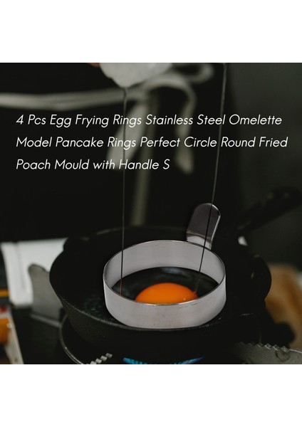 4 Adet Yumurta Kızartma Halkası Paslanmaz Çelik Omlet Modeli Pankek Halkaları Daire Yuvarlak Kızarmış Haşlama Kalıbı Saplı S (Yurt Dışından) fırsatları