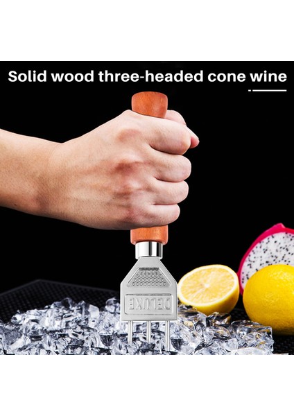 Buz Kıracağı - Masif Ahşap Saplı Sağlam Buz, Kokteyl Barmeni Için 304 Paslanmaz Çelik Üç Uçlu Buz Kırıcı (Yurt Dışından) modelleri