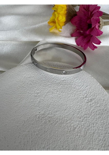 Çelik Gümüş Renk Zirkon Taşlı Bileklik fırsatları