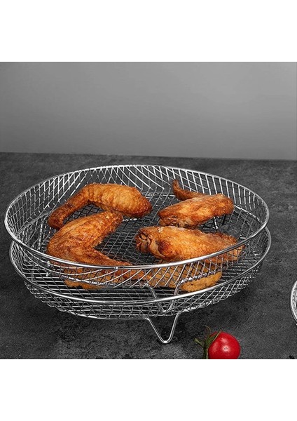 Air Fryer Özel Izgara Yuvarlak Plaka Üç Katmanlı Istife Edilebilir Tost Buharlı Pişirici 304 Paslanmaz Çelik Şiş Rafı (Yurt Dışından) modelleri