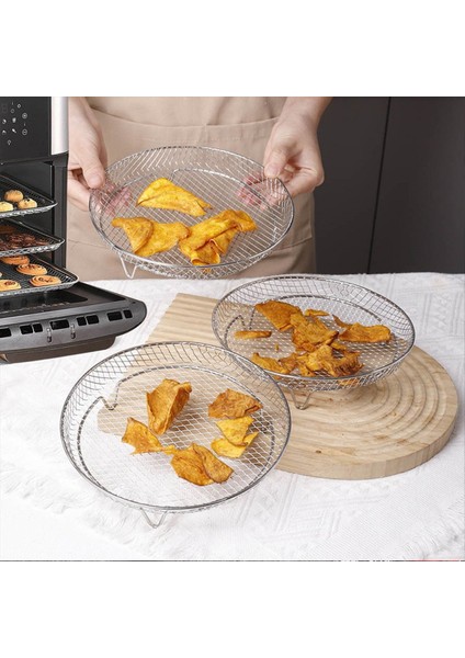 Air Fryer Özel Izgara Yuvarlak Plaka Üç Katmanlı Istife Edilebilir Tost Buharlı Pişirici 304 Paslanmaz Çelik Şiş Rafı (Yurt Dışından) fırsatları