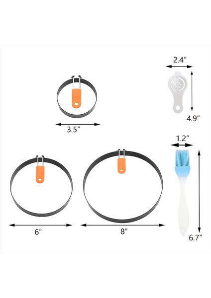 3 Paket Izgarada Kızartma Yumurta Halkası, 3,5 Inç Yumurta Halkası, 6 Inç Krep Kalıbı, 8 Inç Omlet Halkası Yapışmaz (Yurt Dışından) fiyatları