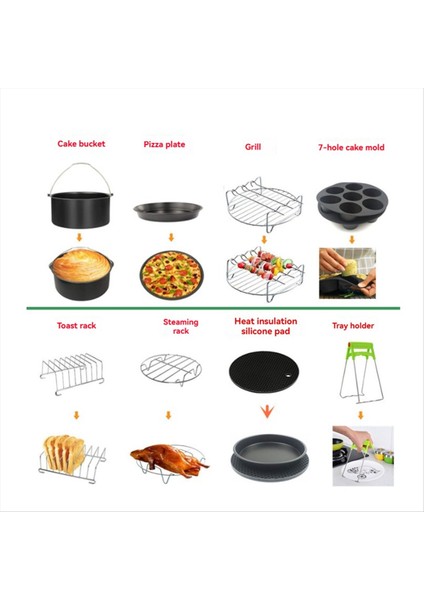 Gowise Phillips Cozyna ve Secura Fit All Airfryer 4,5-5,2 L Fırın Tepsisi Için 8 Inçlik Airfryer Aksesuarları (Yurt Dışından) fiyatları