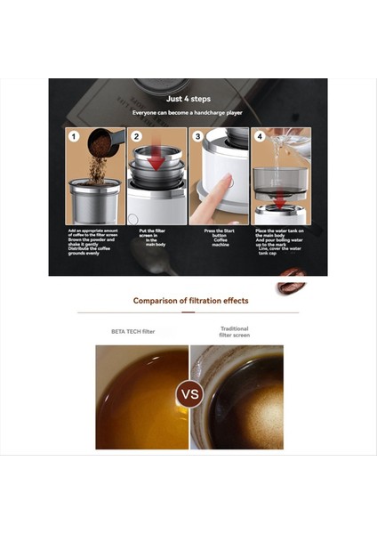 Seyahat, Kamp ve Ofis Için Paslanmaz Çelik Filtreli Otomatik Damlama Özellikli Taşınabilir El Presli Kahve Makinesi (Yurt Dışından) fiyatları