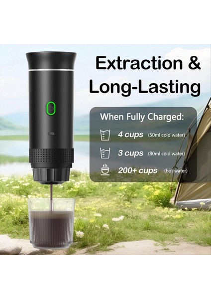 Kablosuz Elektrikli Taşınabilir Espresso Kahve Makinesi Kamp Kahve Makinesi 3'ü 1 Arada Kapsül Toz Seyahat Kahve Makinesi Gri (Yurt Dışından) modelleri