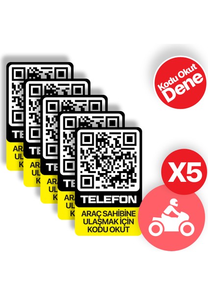 5'li Paket - Motosiklet Numaratörü - Numarasız Numaratör - Qr Kodlu Numaratör (Dikey Etiket)
