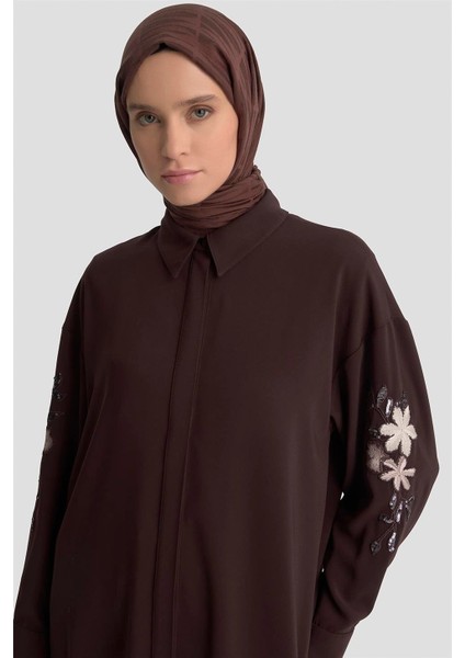 Nakışlı Tunik 25KD1110 Kahverengi