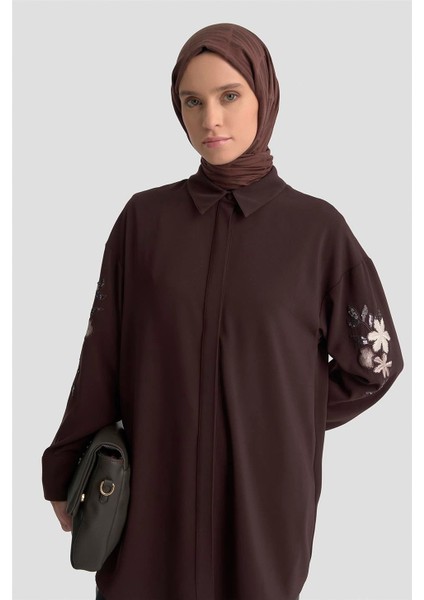 Nakışlı Tunik 25KD1110 Kahverengi modelleri